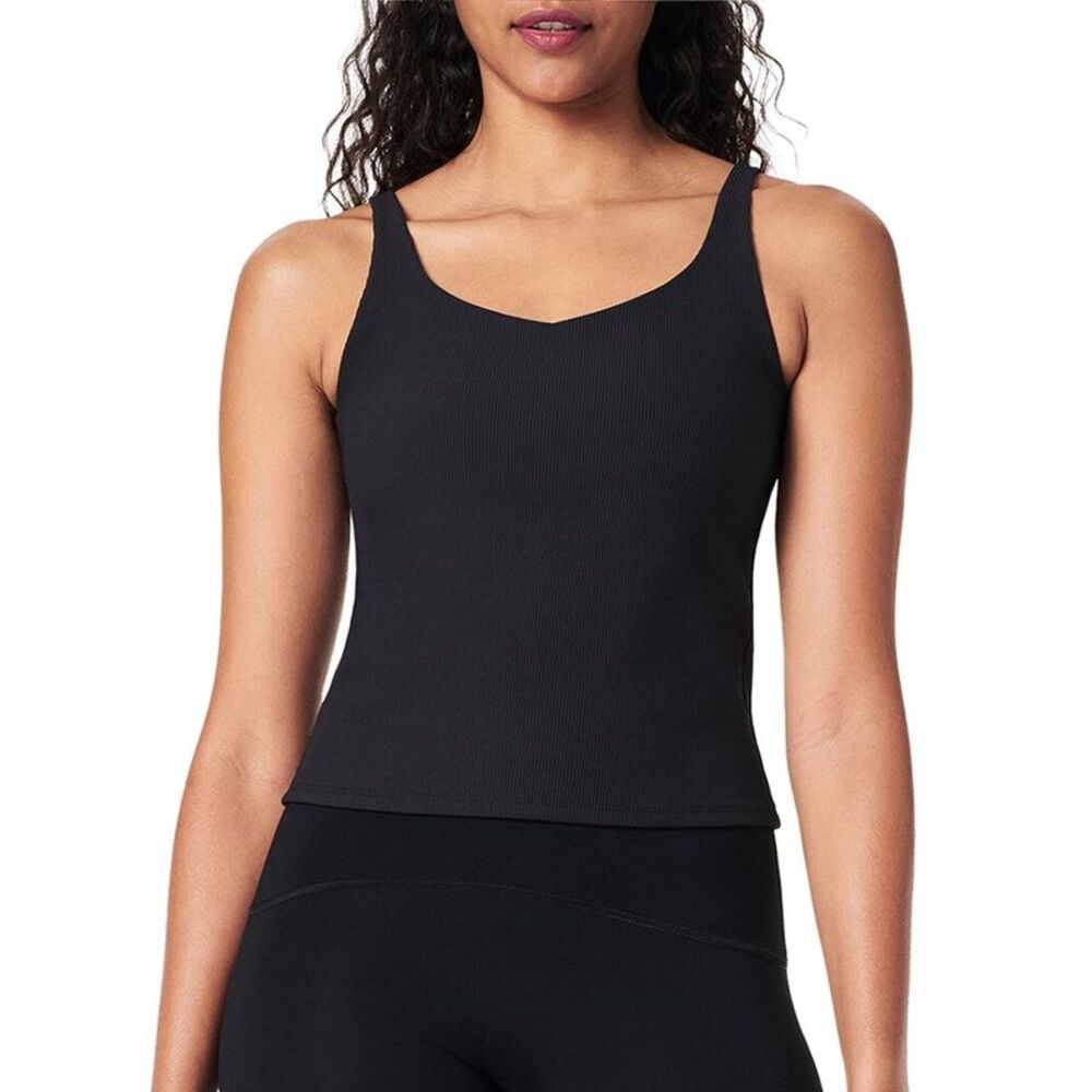 Spanx® Womens  Ribbed 2 In 1 Tank, Black